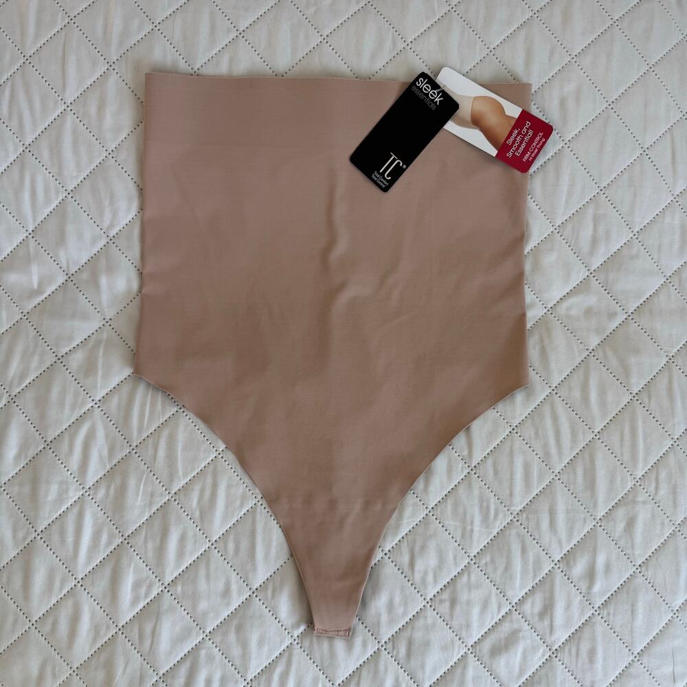 NWT TC Fine Intimates Extra Firm Control High Waist Thong Shapewear 2XL Beige